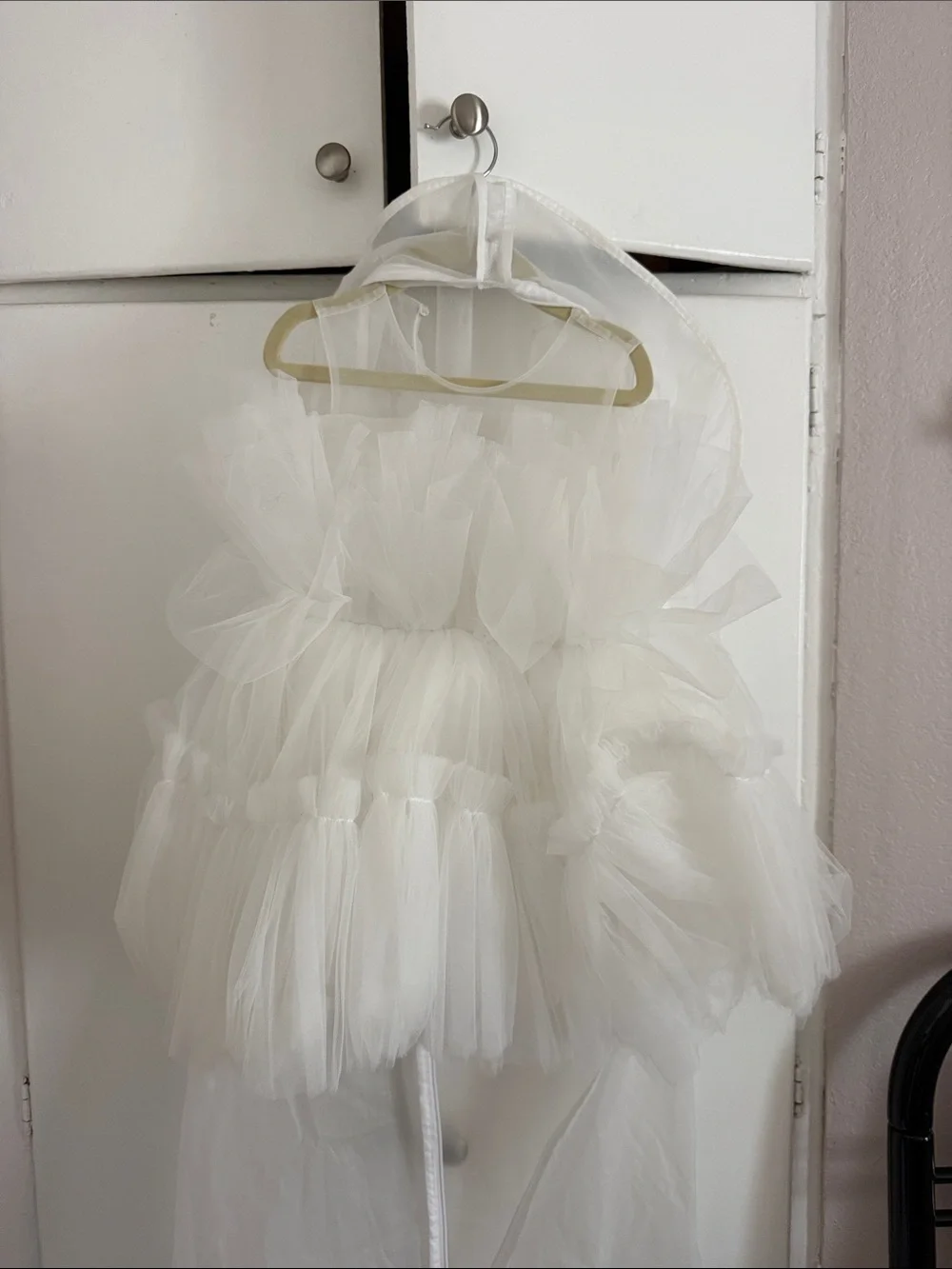 White Tulle Flower Girl Dress with Veil
